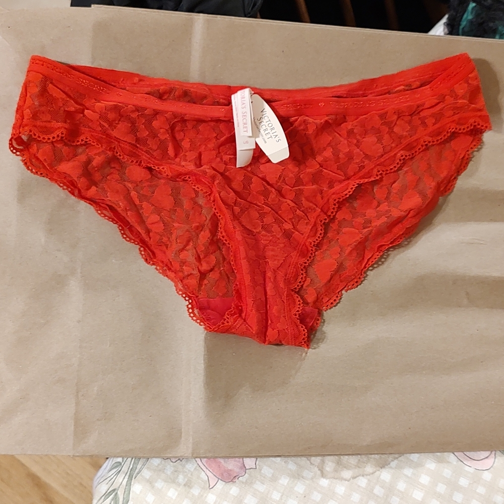 Victoria's Secret Red heart lace hip huggers